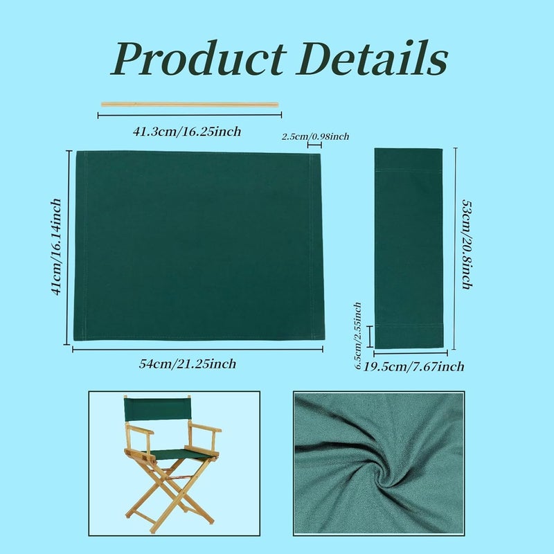 wonofa 1 Set Director Chair Canvas Replacement with Wood Stick,21.2" L x 16.1" W Portable Replacement Cover Canvas for Directors Chair,Casual Home Director Chair Replacement Canvas (Army Green) - Image 2